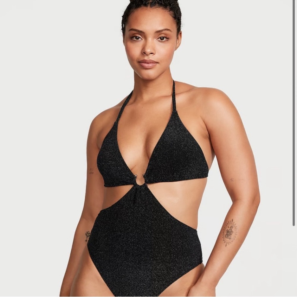 Victoria’s Secret Black Shimmer Monokino One-Piece Swimsuit